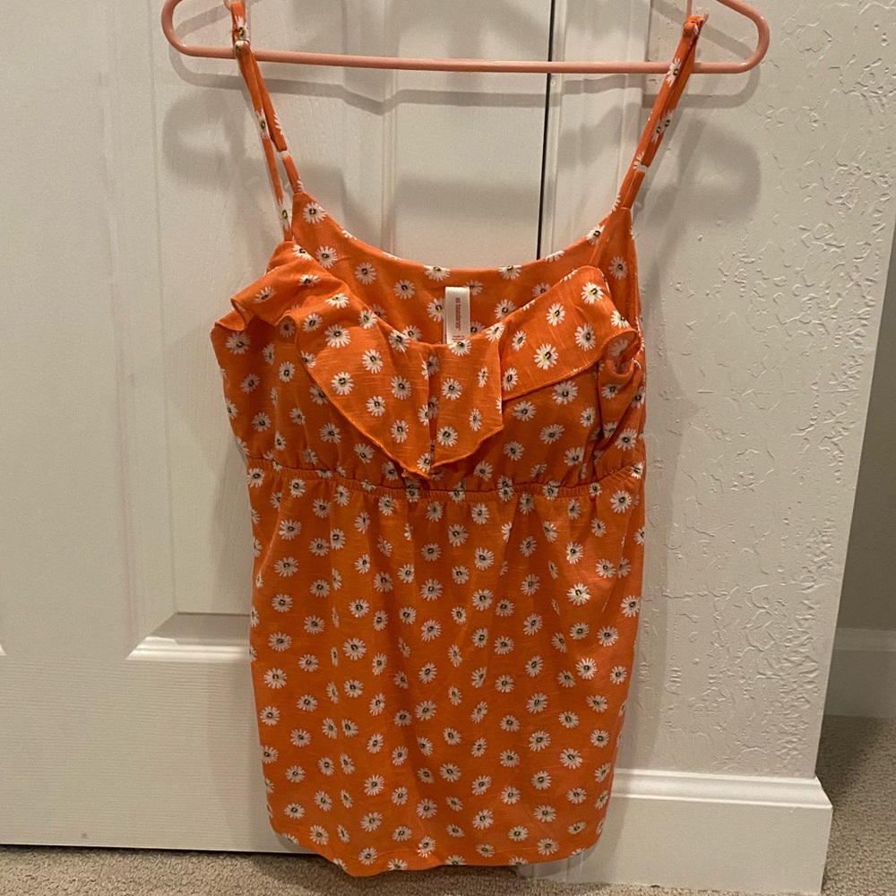 Adorable Orange Floral Tank Top